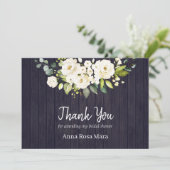 *～* 木のぬくもり感じるアンティーク調 ホワイトローズ ブライダルシャワー サンキューカード (スタンド正面)