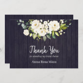 *～* 木のぬくもり感じるアンティーク調 ホワイトローズ ブライダルシャワー サンキューカード (正面/裏面)