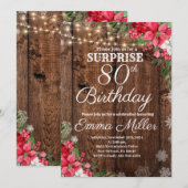 木のぬくもり ウィンターサプライズ 80歳の誕生日 招待状 (正面/裏面)