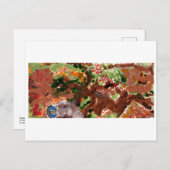 木のはがきに青い顔のフクロウ ポストカード (正面/裏面)