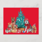 木のはがきの下の犬のクリスマスパック ポストカード (正面)