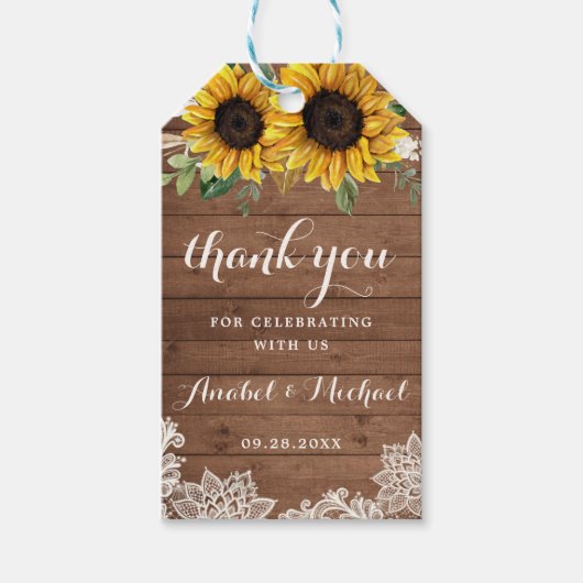 木のひまわり素朴ひものライトレース ギフトタグ (正面)