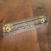 木のひまわり　手描きカリグラフィー デスクネームプレート (側面)