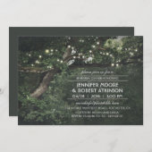 木のひも素朴りを照らす森林のリハーサルディナー 招待状 (正面/裏面)