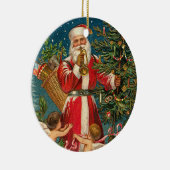 木のまわりのクリスマスの天使のサンタ セラミックオーナメント (右)