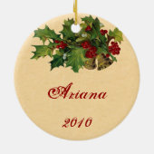 木のまわりのクリスマスの天使のサンタ セラミックオーナメント (裏面)