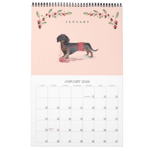 . .木のようにクリスマスのかわいい水の色のいけな犬たち カレンダー (1月 2026)