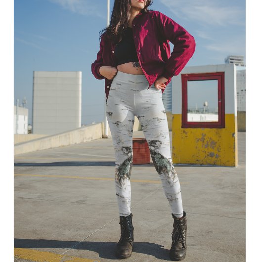 木のように見える樺の木ウッドレギンス レギンス