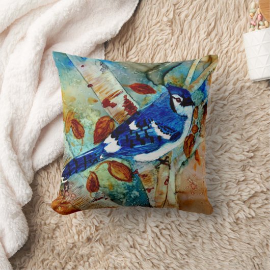 木のアオカケス クッション (ブランケット)