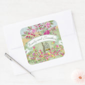 木のアザラシに結婚座るラブバード スクエアシール (封筒)