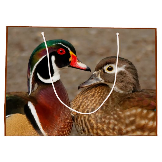 木のアヒルの間の美しい触れる瞬間 ラージペーパーバッグ (裏面)