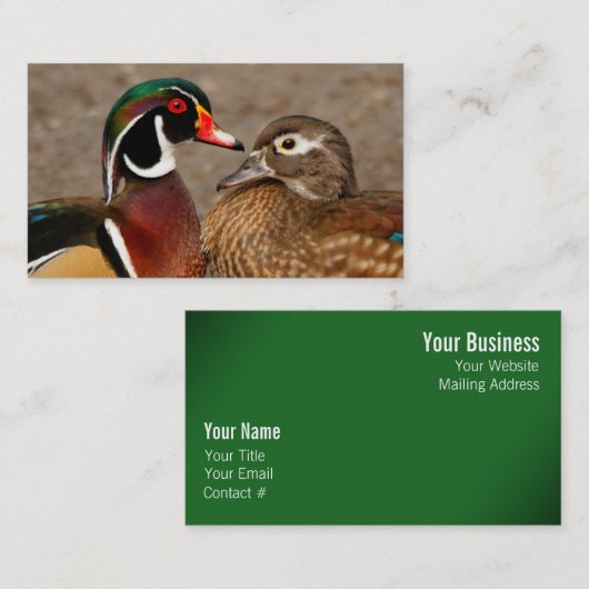 木のアヒルの間の美しい触れる瞬間 名刺 (正面/裏面)