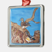 木のアヒル メタルオーナメント (左)