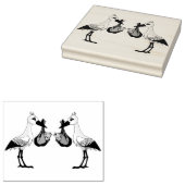 木のアートスタンプ/双子とコウノトリ ラバースタンプ (押印)