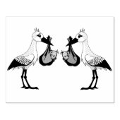 木のアートスタンプ/双子とコウノトリ ラバースタンプ (インプリント)