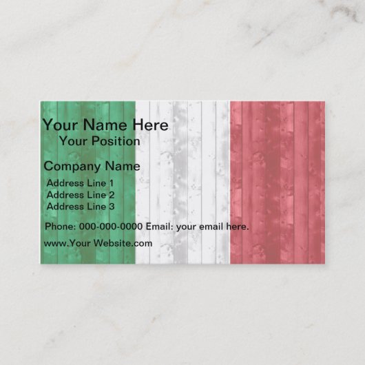 木のイタリアン旗 名刺 (正面)