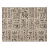 木のエジプトのヒエログリフそして記号 テーブルクロス (正面(横))