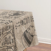 木のエジプトのヒエログリフそして記号 テーブルクロス (インサイチュ)