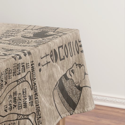 木のエジプトのヒエログリフそして記号 テーブルクロス (インサイチュ)