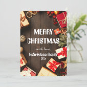 木のエレガントなファミリークリスマスをカスタマイズ シーズンカード (スタンド正面)