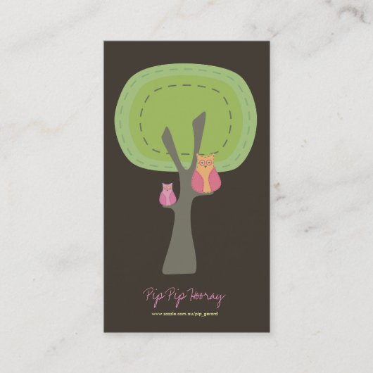 木のオンライン店ビジネスプロフィールカードのフクロウ 名刺 (正面)