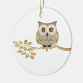 木のオーナメントの広い目のフクロウ セラミックオーナメント (左)