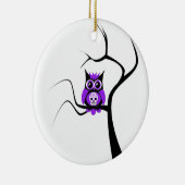 木のオーナメントの紫色の砂糖のスカルのフクロウ セラミックオーナメント (右)
