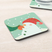 木のオーナメントをつるす雪だるま コースター (左側)