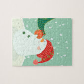 木のオーナメントをつるす雪だるま ジグソーパズル (横)