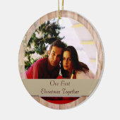 木のカスタマイズ可能な円形の写真のオーナメント セラミックオーナメント (左)