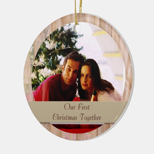 木のカスタマイズ可能な円形の写真のオーナメント セラミックオーナメント (左)