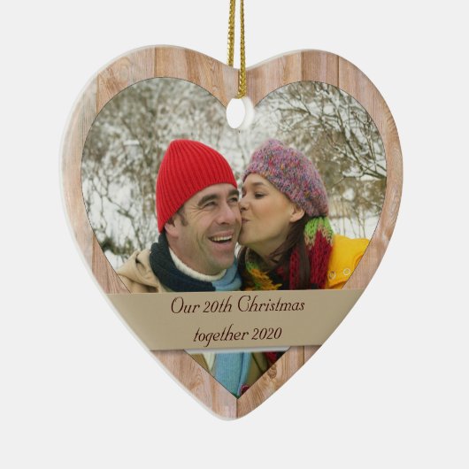 木のカスタマイズ可能な写真の休日のオーナメント セラミックオーナメント (右)