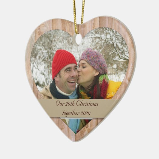 木のカスタマイズ可能な写真の休日のオーナメント セラミックオーナメント (左)