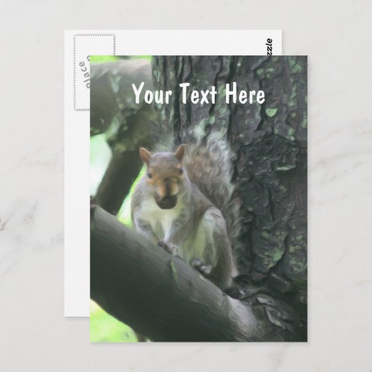 木のカスタマイズ可能な郵便はがきのリス ポストカード (正面/裏面)