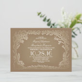 木のカップルの素朴なヴィンテージの結婚式招待状 招待状 (スタンド正面)