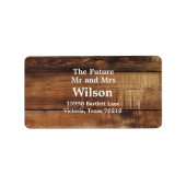 木のカップル素朴の写真の国の結婚式住所 ラベル (正面)