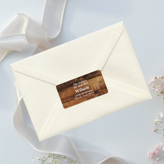 木のカップル素朴の写真の国の結婚式住所 ラベル