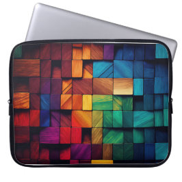 木のカラフルブロックの外観 ラップトップスリーブ