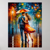 木のカラフル上にロマンチックな愛が浮かんでいる ポスター (正面)