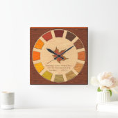 木のカラーパレットの時間の哲学 スクエア壁時計 (ホーム)
