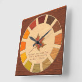 木のカラーパレットの時間の哲学 スクエア壁時計 (傾斜)