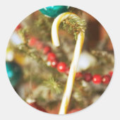 木のカードとステッカーにキャンディーケーン ラウンドシール (正面)