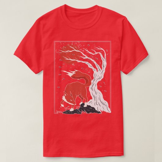木のキツネ森林野生生物NightTシャツ Tシャツ (デザイン正面)