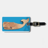 木のクジラのラベル ラゲッジタグ (正面横)