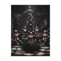 木のクリスマススケルトンを大きくのまわりに踊る