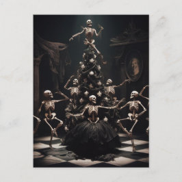 木のクリスマススケルトンを大きくのまわりに踊る ポストカード