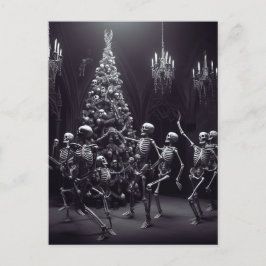 木のクリスマススケルトンを大きくのまわりに踊る ポストカード