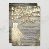 木のクール糸エレガントに金ゴールドが輝く 招待状 (正面/裏面)