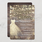 木のクール糸エレガントに金ゴールドが輝く 招待状 (正面/裏面)