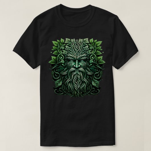 木のケルト伝統的の異教の緑の Tシャツ (デザイン正面)